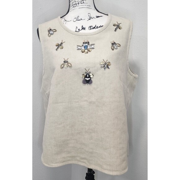 Banana Republic Jewel Embellished Cotton Linen Tank New Size XL Sold Out - Picture 1 of 16